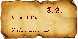 Bider Nilla névjegykártya